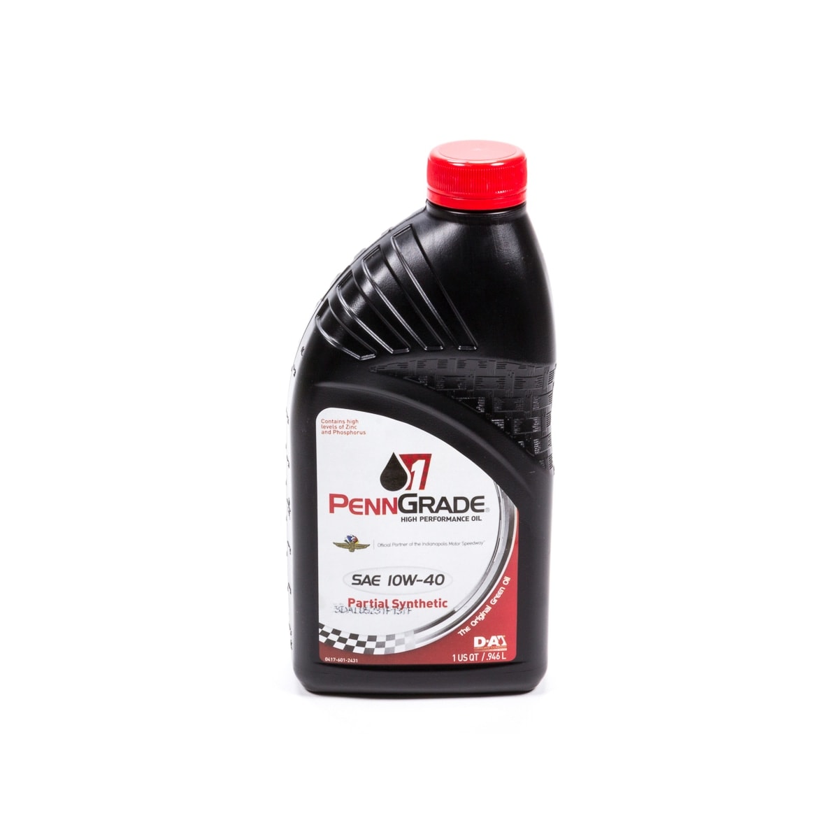 Penngrade Oil Motor Oil, High Zinc, Partial Synthetic, 10w40, 1 Quart