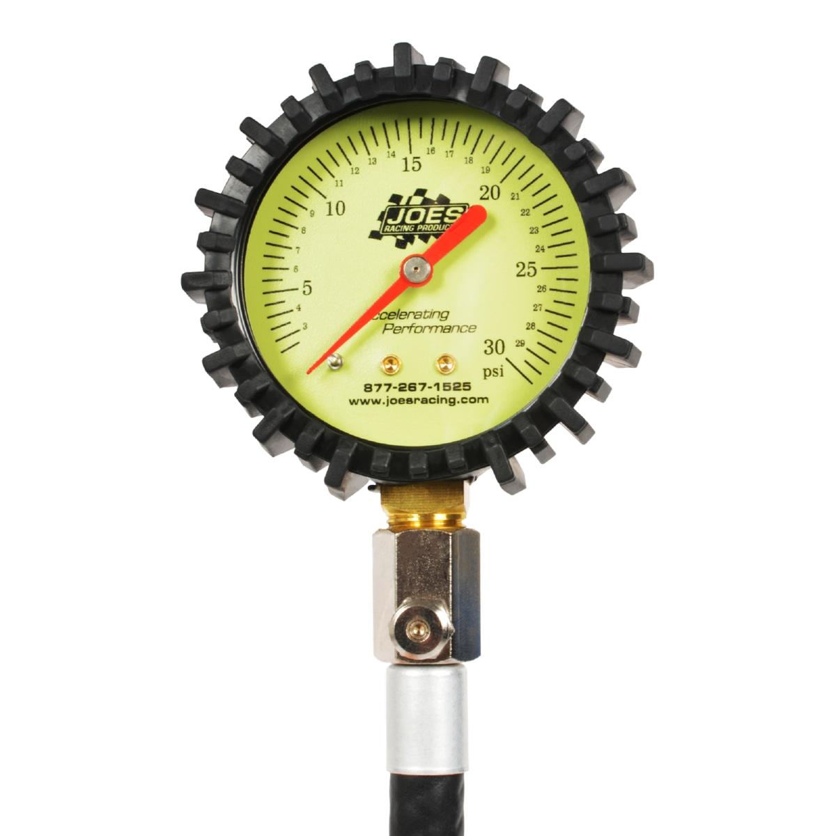 Joes Racing Tire Pressure Gauge, 030 PSI, 2.500" Diameter, Analog